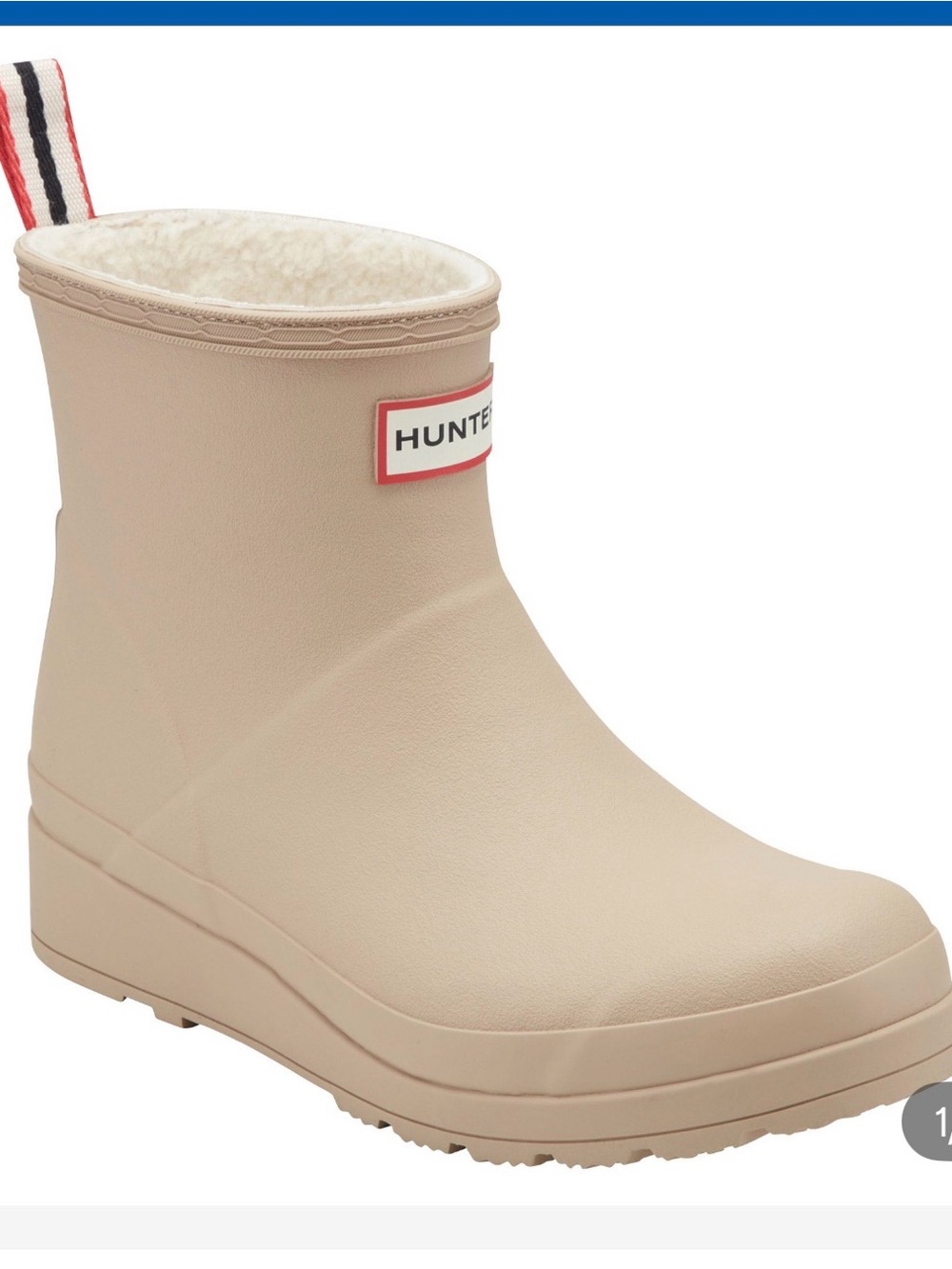 (6)Hunter Short Fleece-Lined Rain Boot in with Red-Trim Logo